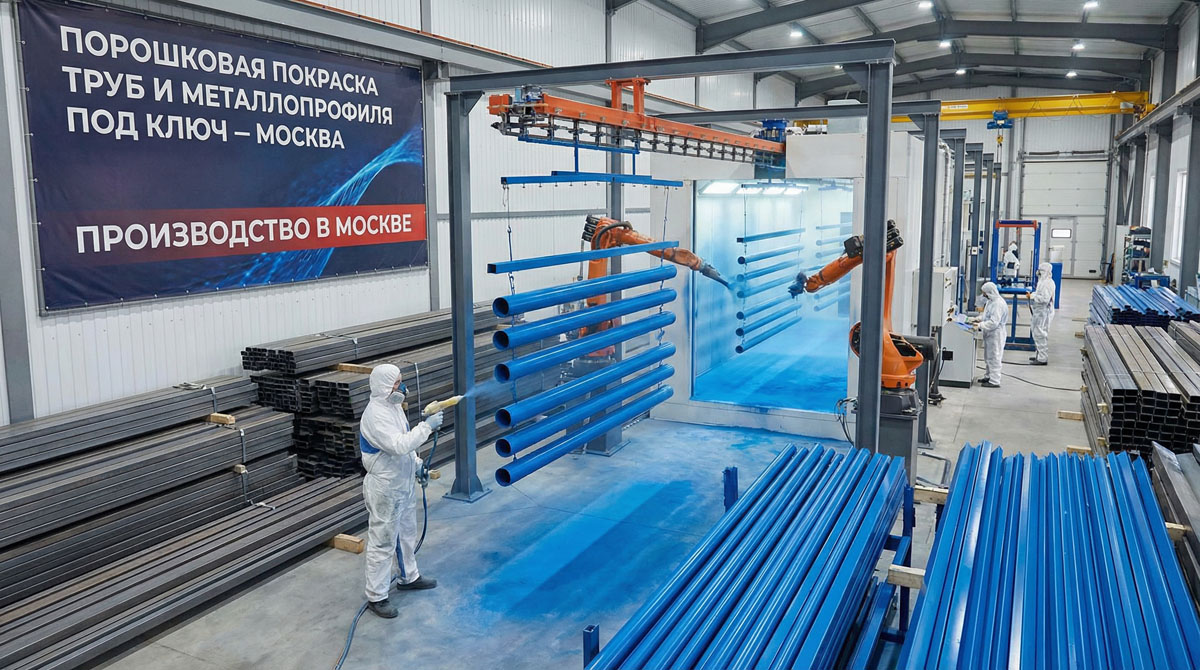 Порошковая покраска труб и металлопрофиля под ключ в Москве